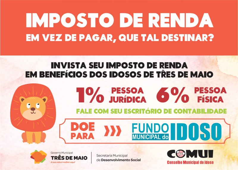 Imposto de renda poderá ser destinado a Conselho Municipal do Idoso